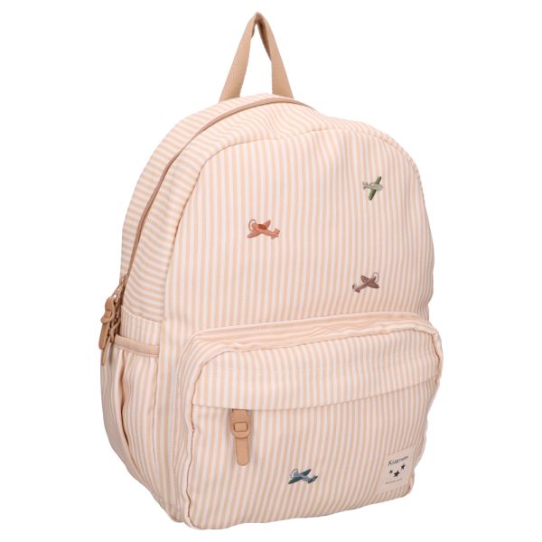 Sac à dos enfant Rayures Avions beige 36 cm
