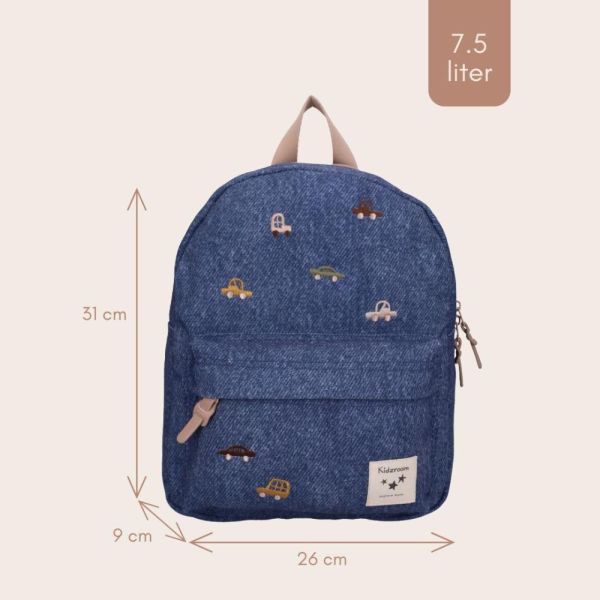 Sac à dos enfant véhicules bleu denim 31 cm
