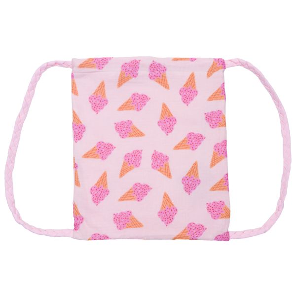 Sac à dos en double gaze bretelles tressées cornets de glace