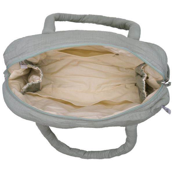 Sac à langer en gaze de coton vert de gris