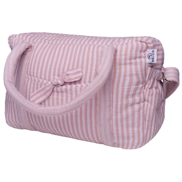 Sac à langer en gaze de coton rayé vieux rose