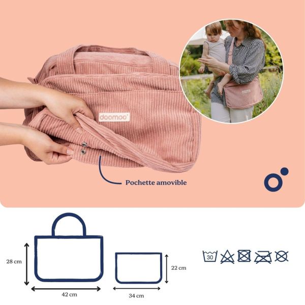 Sac à langer velours côtelé Fluffy Corduroy Corail
