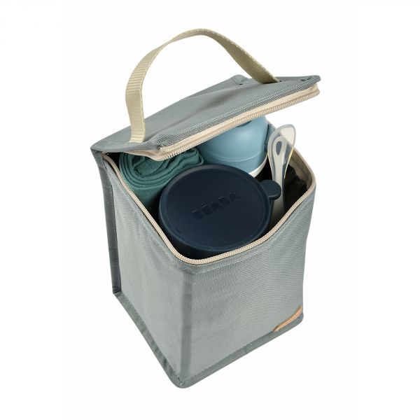 Sac à langer Genève Vert Sauge + Pochette repas isotherme Vert sauge + Sucette réversible colour essence 6/18 mois sauge