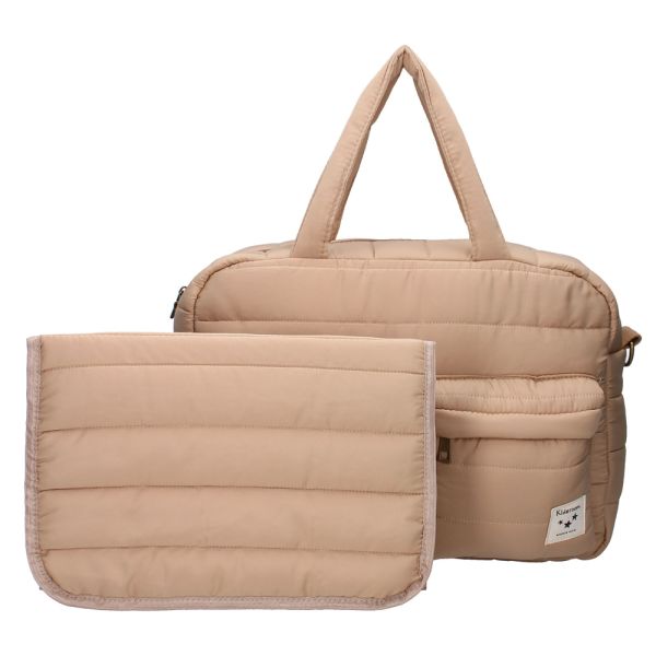 Sac à langer imperméable matelassé avec matelas à langer 2 crochets - Beige