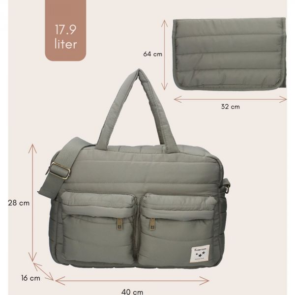 Sac à langer avec matelas à langer - Matelassé imperméable vert