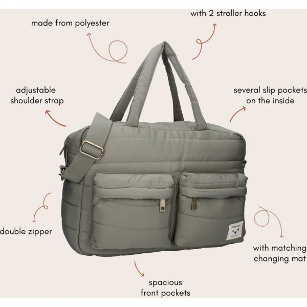 Sac à langer avec matelas à langer - Matelassé imperméable vert