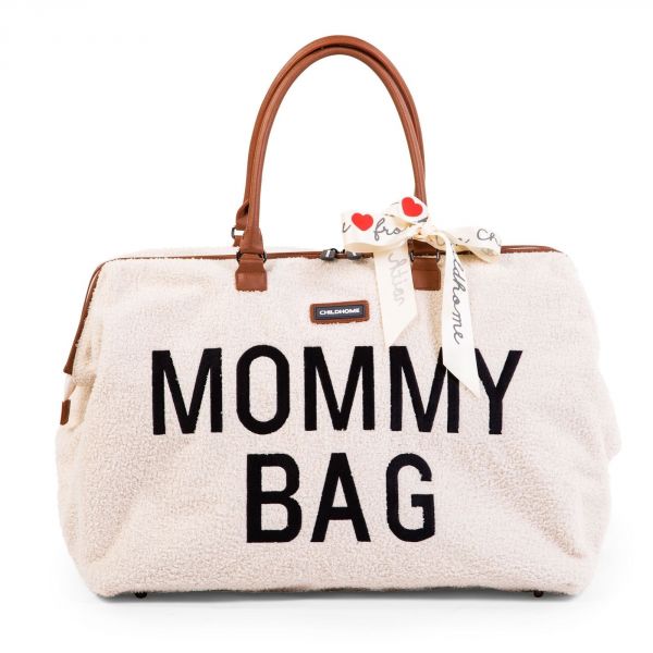 Sac à langer Mommy bag teddy écru + lot de 2 langes 120cm Gris Mirage et  Jungle + coffret zéro.zéro biberon 180ml + sucette 2mois