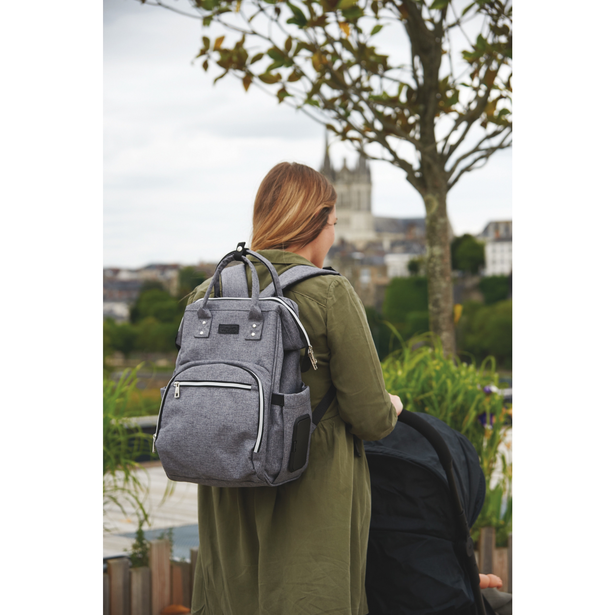 Sac à dos à langer Backpack Gris chiné - Made in Bébé