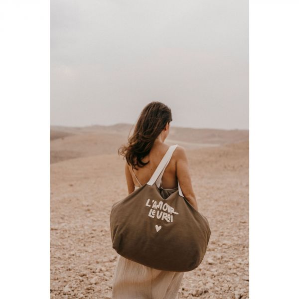 Sac cabas L'amour le vrai taupe
