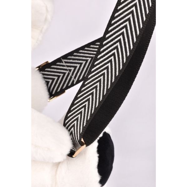 Sac bandoulière Chien en peluche 30 cm Black & white