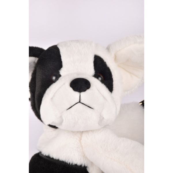 Sac bandoulière Chien en peluche 30 cm Black & white