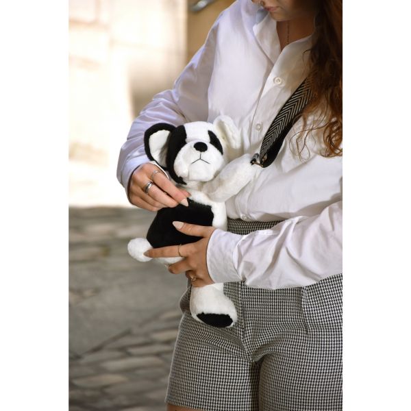 Sac bandoulière Chien en peluche 30 cm Black & white