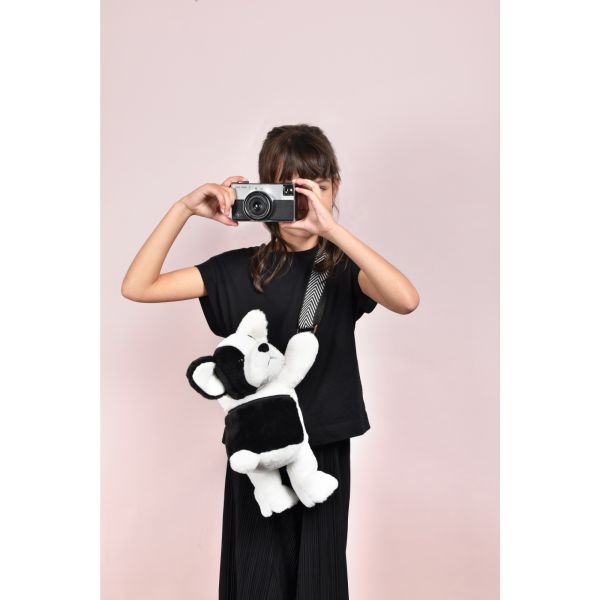 Sac bandoulière Chien en peluche 30 cm Black & white