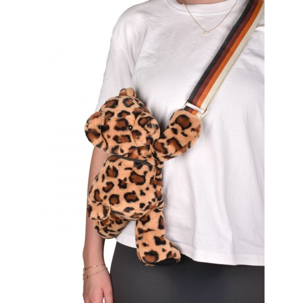 Sac bandoulière Ours en peluche 30 cm Léopard