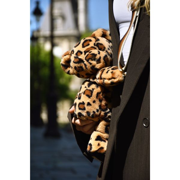 Sac bandoulière Ours en peluche 30 cm Léopard