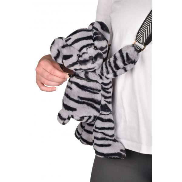 Sac bandoulière Ours en peluche 30 cm Zébré