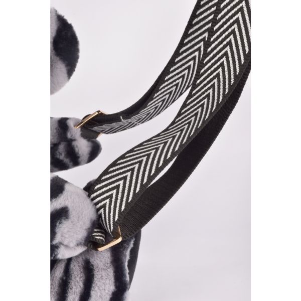 Sac bandoulière Ours en peluche 30 cm Zébré