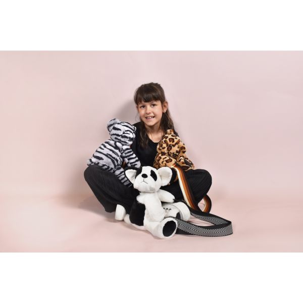 Sac bandoulière Ours en peluche 30 cm Zébré