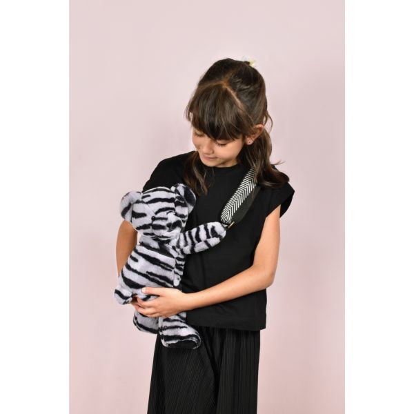 Sac bandoulière Ours en peluche 30 cm Zébré