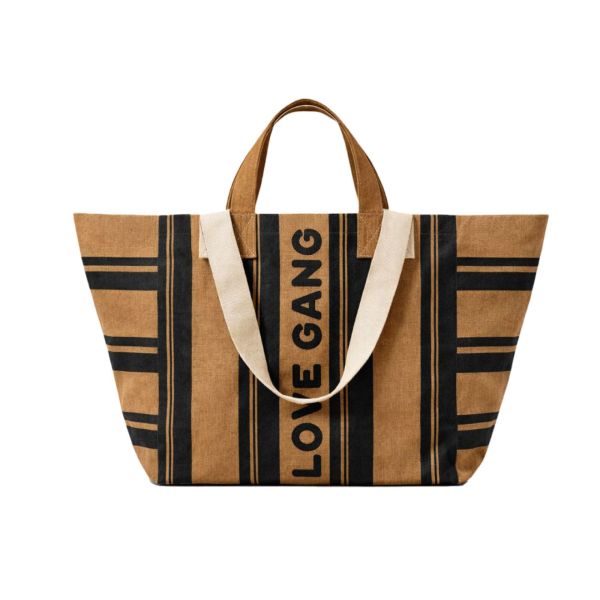 Sac en coton Kaba Love Gang Rayures Camel/Noir