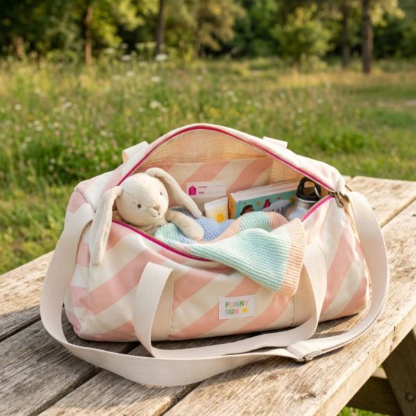 Sac de voyage enfant Pop Rayure rose