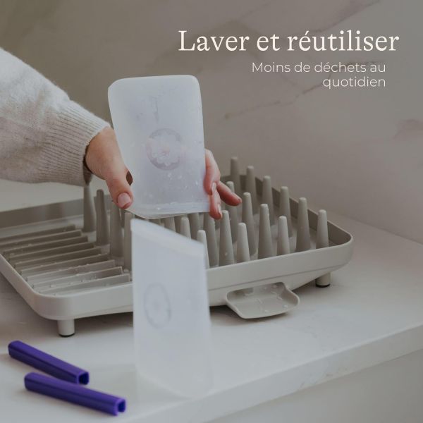 Lot de 5 sachets de conservation de lait maternel en silicone réutilisable