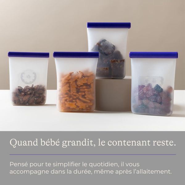 Lot de 5 sachets de conservation de lait maternel en silicone réutilisable