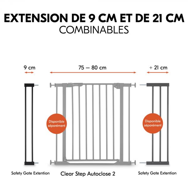 Extension pour barrière de sécurité 9 cm Black