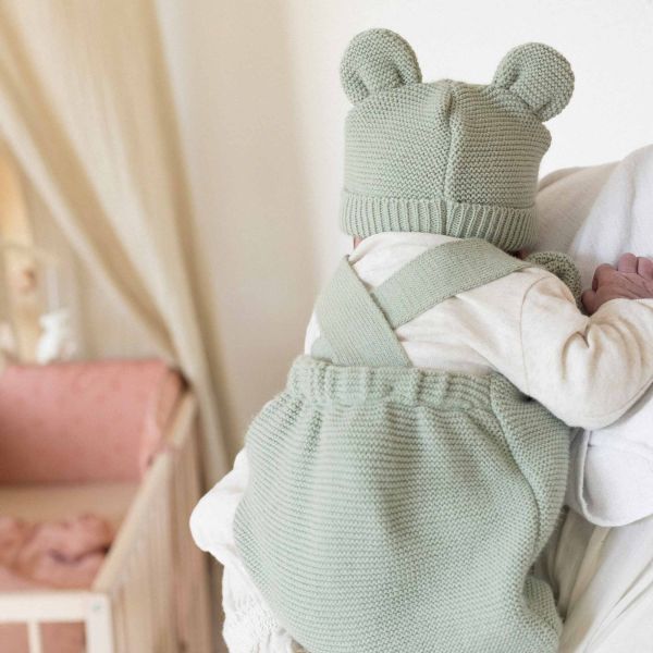 Salopette maille Vert Olive 1-3 mois