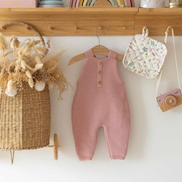 Salopette maille Vieux rose 1-3 mois