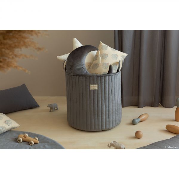 Panier de rangement jouets Savanna Velvet Slate Grey