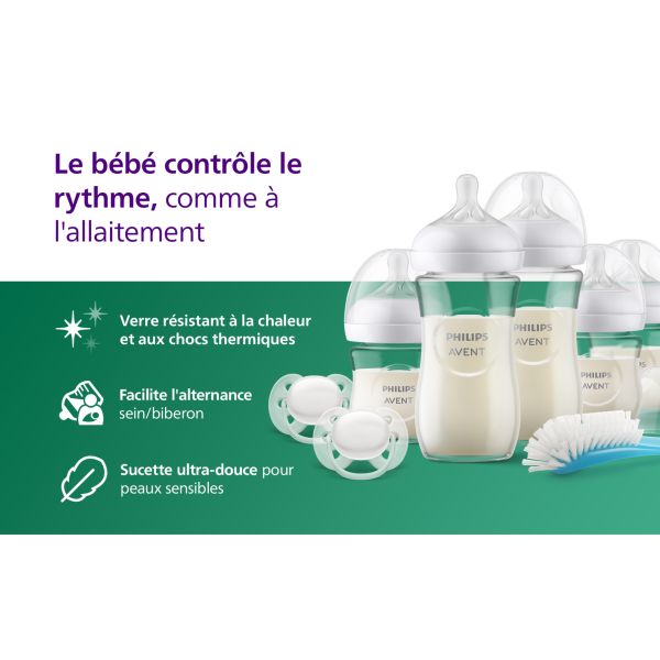 Coffret 5 biberons verre nouveau-ne Natural response SCD879/11