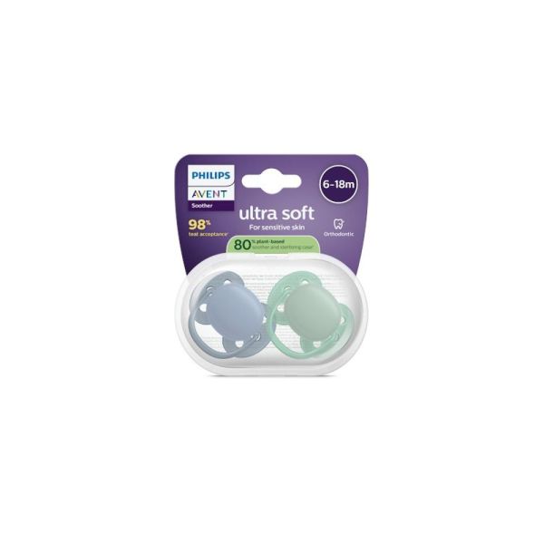 Lot de 2 sucettes Ultra Soft 6-18 mois SCF091/44