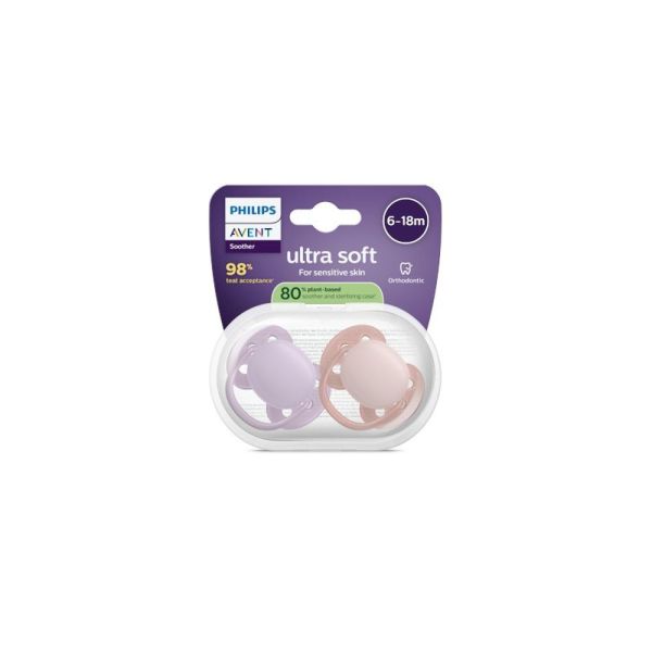 Lot de 2 sucettes Ultra Soft 6-18 mois SCF091/44