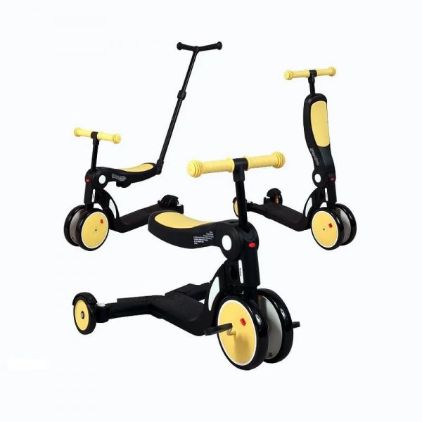 Draisienne évolutive 5 en 1 Scootizz avec barre de poussée adulte Jaune