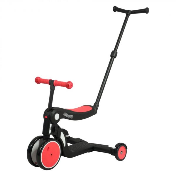 Draisienne évolutive 5 en 1 Scootizz avec barre de poussée adulte rouge