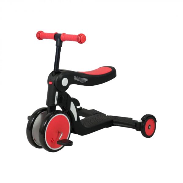 Draisienne évolutive 5 en 1 Scootizz avec barre de poussée adulte rouge