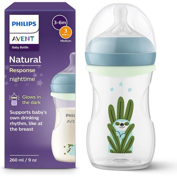 Biberon Natural response 260 ml avec anneau phosphorescent