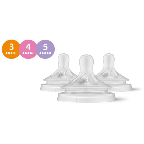 Lot de 3 tétines Natural Response - Débit 3, 4 et 5 SCY960/03