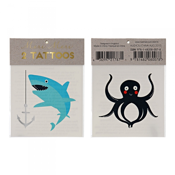 Lot de 2 tatouages Animaux de la mer