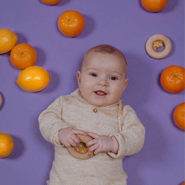 Hochet sensoriel bébé Donut en bois Carottes