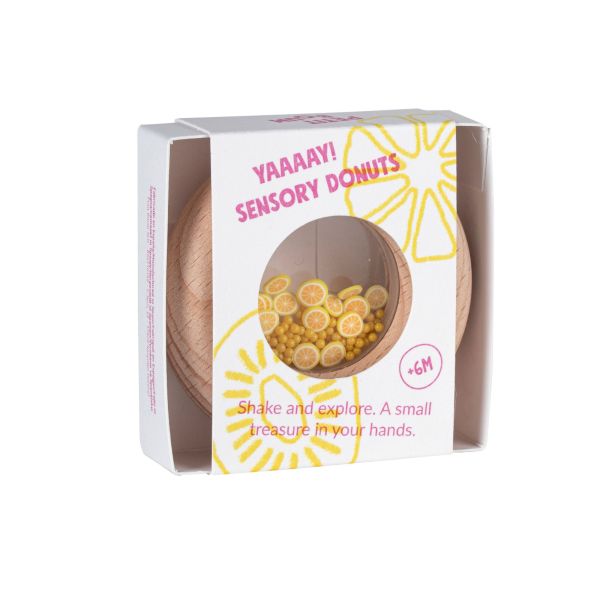 Hochet sensoriel bébé Donut en bois Citrons