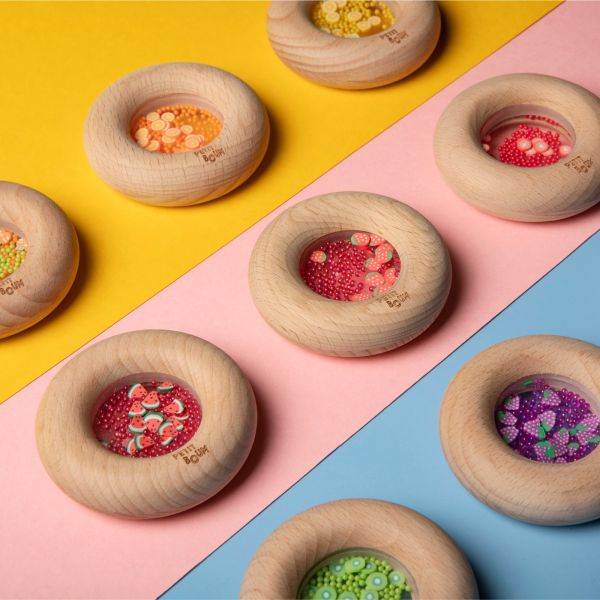 Hochet sensoriel bébé Donut en bois Citrons