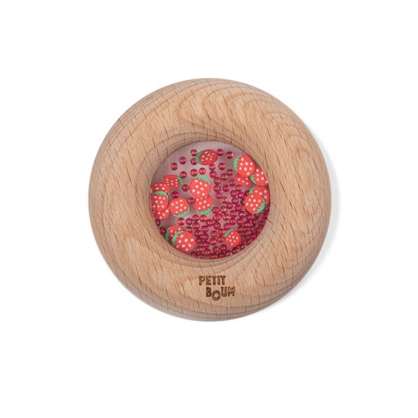 Hochet sensoriel bébé Donut en bois Fraises