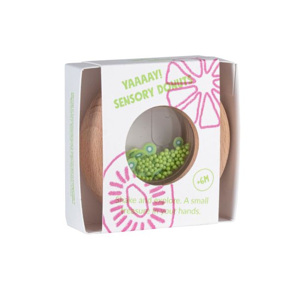 Hochet sensoriel bébé Donut en bois Kiwis