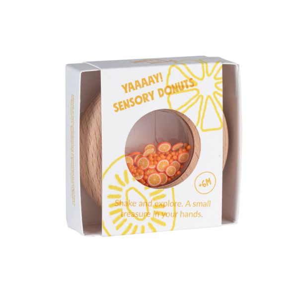 Hochet sensoriel bébé Donut en bois Oranges