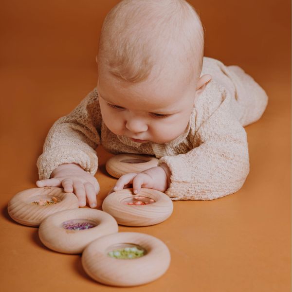 Hochet sensoriel bébé Donut en bois Tomates