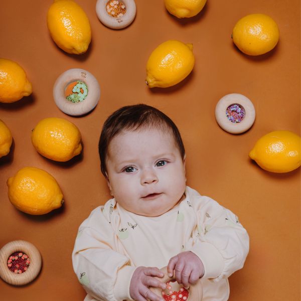 Hochet sensoriel bébé Donut en bois Tomates