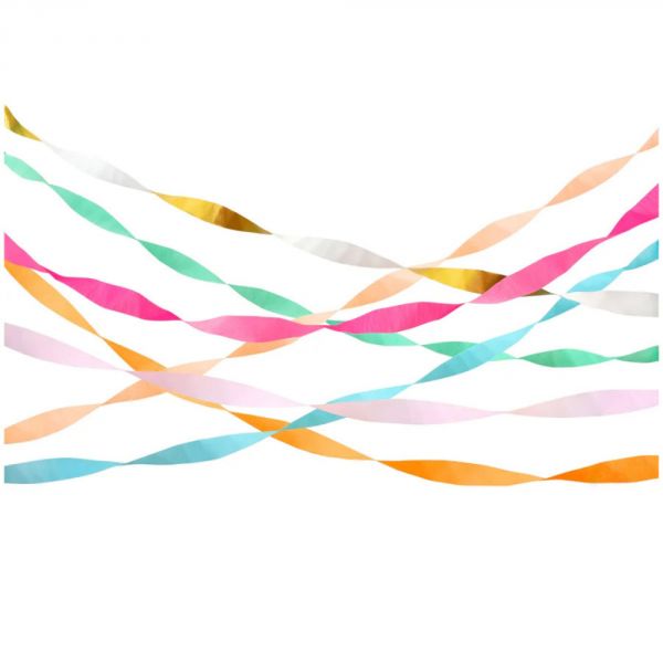 Serpentins en papier crépon Couleurs vives
