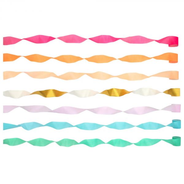 Serpentins en papier crépon Couleurs vives